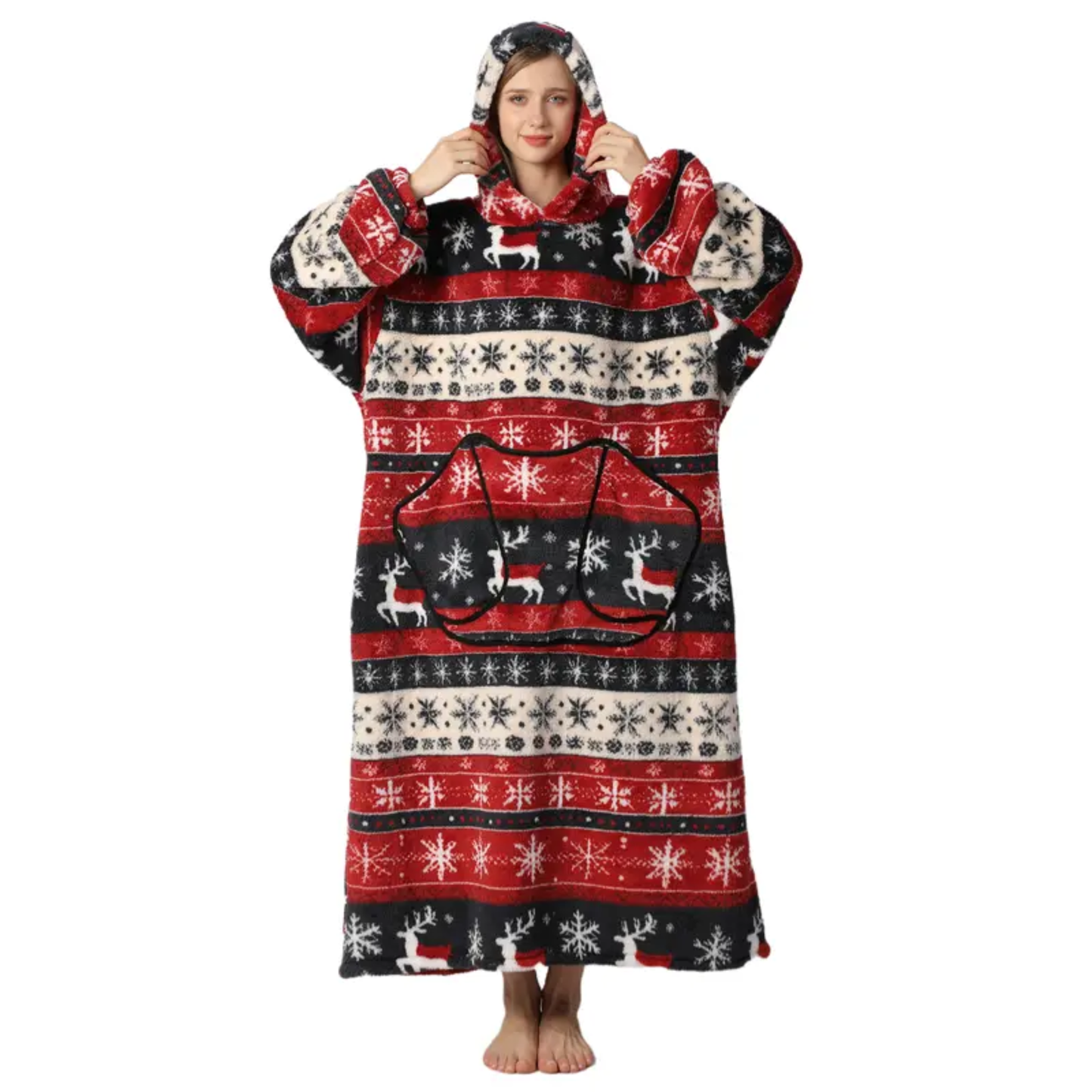 Cozy Christmas Wearable Blanket Hoodie